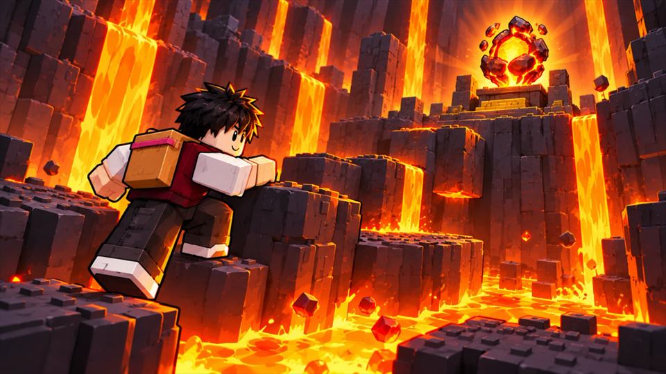 Climb the shaft before the lava catches you